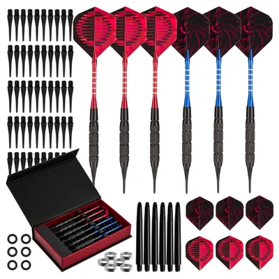 Zdjęcie produktu dla Rzutki Lotki Dart Matepro HellFire do tarczy elektronicznej 6 szt, soft tips, etui, aluminiowe shafty, zapasowe groty i piórka, O-ringi