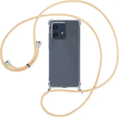 Produktbild von Handykette Backcover-Schutzhülle mit Band (Metall silberfarben) für Motorola Edge 40 Neo (XT2307-1, 6.55'') - Goldkordel