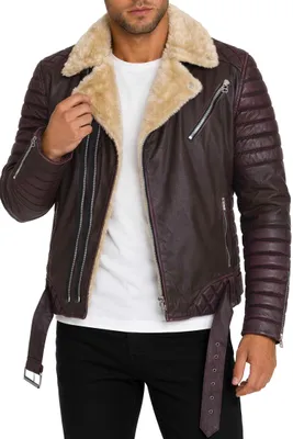 Produktbild von Reichstadt Herren Slim Fit Kunstlederjacke Silver Zipper RS008PU Brown S