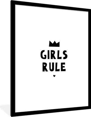 Produktbild von MuchoWow® Gerahmtes Poster Zitate - Kinder - Mädchen - Mädchen regieren - Sprichwörter 60x80 cm - Poster mit Schwarzem Bilderrahmen Wandposter Rahmen Foto Bilder - Wohnzimmer - Dekorationen - Prämie