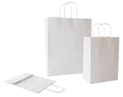Obrázek produktu pro Bílý papírový sáček s provázkem, 100 kusů
