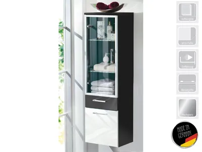 Produktbild von Hochschrank mit Glastür anthrazit-weiß