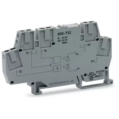 Produktbild von WAGO Optokopplermodul;Eingangsnennspannung DC 24 V;Ausgangsspannungsbereich DC 3 … 30 V;grau 859-732