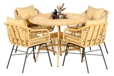 Immagine prodotto di 5 pezzi di alta qualità rattan set mobili da giardino tavolo da pranzo sedie moderno lux