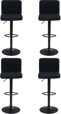 Produktbild von Barhocker - Schwarz - Webstoffbezug - Metallgestell - höhenverstellbar - 4er Set