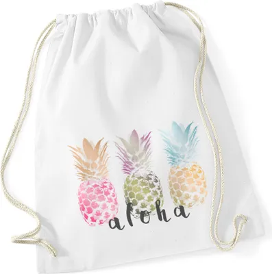 Produktbild von Turnbeutel Ananas Aloha Hipster Beutel Tasche Jutebeutel Stringbag Drawstring