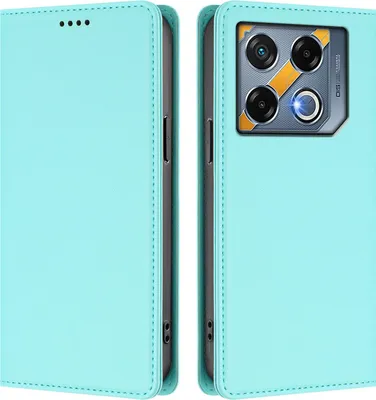 Produktbild von Handyhülle für Infinix GT 20 Pro 5G, Kunstleder Klapphülle Stoßfeste Magnetische Hülle mit Ständer Türkis