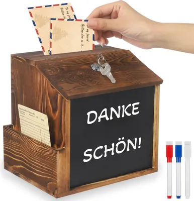Produktbild von Vorschlags- & Spendenbox aus Holz, Wandmontage-Briefkasten mit Schloss, Sammel- und Schlüsselbox 21*16.5*20cm