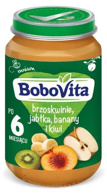 Obrázok produktu pre Ovocné pyré pre deti Broskyňa Jablko Banán Kiwi 190 g