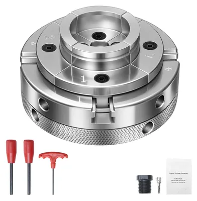 Produktbild von Drechselfutter - Vier-Backen-Zentrierfutter 10,16 cm - Gewinde 2,54 cm x 8 TPI - Mit Adapter - Selbstzentrierend - Hochfester Stahl - Spreizen & Klemmen - Für Drechselbank
