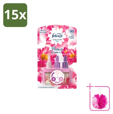 Zdjęcie produktu dla 15 sztuk, pojemniki uzupełniające Febreze 3Volution – Peonia i cedr – Opakowanie ekonomiczne