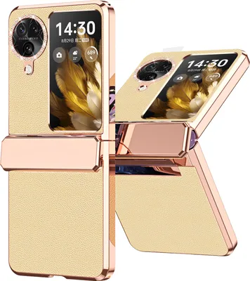Produktbild von Handyhülle für Oppo Find N3 Flip, Scharnierschutz, Luxus Galvanisierter Litschi Glänzender Diamant Schutzhülle Gold