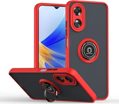 Produktbild von OPPO A17 Hülle, Ring Halter Ständer Matte Transluzent TPU Rahmen Stoßfest Schutzhülle für OPPO A17 Rot