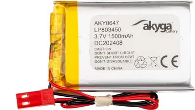Obrázok produktu pre Akyga AKY0647, Batérie, Strieborná, Lithium-ion (Li-ion), 1500 mAh, 3,7 V, 34 mm