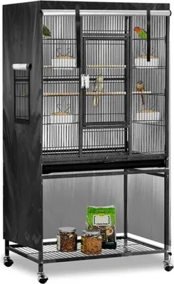 Obrázek produktu pro Velky kryt na pta?šª klec, vodotš§sny, nepromokavy, prody?ny, 97 x 60 x 130 cm, ?erny