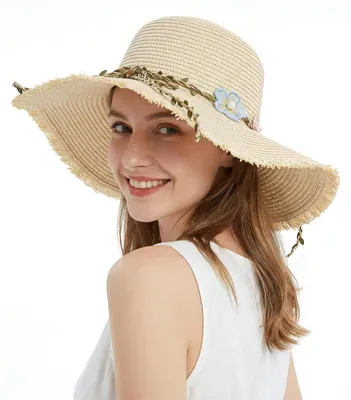 Imagen del producto de Sombrero de paja para mujer, protección solar UPF 50, talla única, plegable, ideal para el verano y la playa