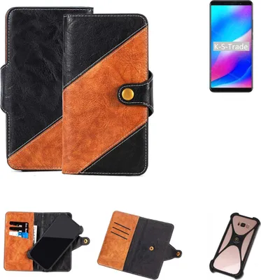 Produktbild von K-S-Trade Handyhülle Schutzhülle Bookstyle Case Wallet-Case kompatibel mit Blackview Max 1 Handy Cover Bumper Klapphülle schwarz hellbraun 1x