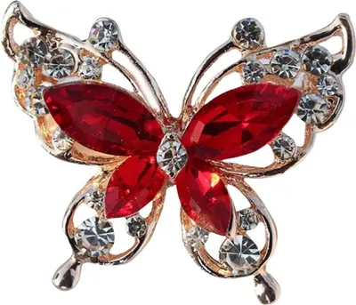 Produktbild von Brosche Dekonadel Strass Schmetterling Rot