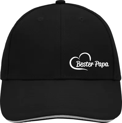 Produktbild von Huuraa Cappy Mütze Bester Papa Herz Black/Light Grey Baumwolle 6-Panel Kappe Geschenkidee