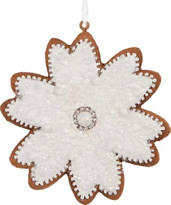 Obrázok produktu pre Clayre & Eef Vianočná visačka snehová vločka 9x1x10 cm biely plast