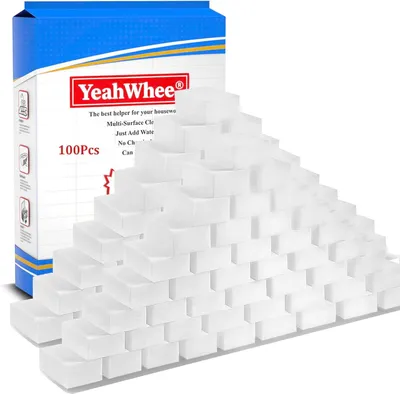 Productafbeelding van Melaminespons, 100 stuks, wit, voor huishoudelijk gebruik