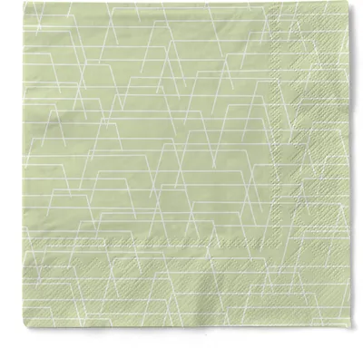 Produktbild von Tissue Serviette Tarik HellGrün, 3-lagig, 40 x 40 cm, 100 Stück - Mank - Strukturen Linien