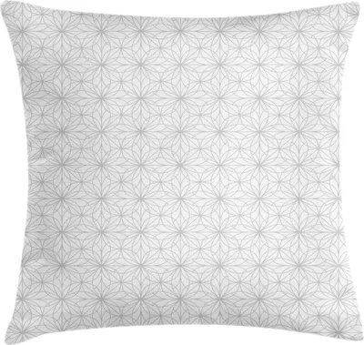 Produktbild von ABAKUHAUS Abstrakt Kissenbezug, Grundmuster von Verflechtende Blumenelemente in Monochrom Graustufen, 40 x 40 cm, Pale Taupe und Weiß