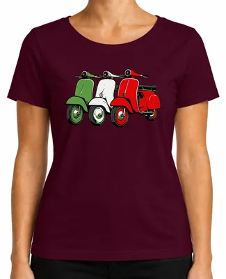 Produktbild von Italien Retro Roller Flagge Scooter Vintage Stil Lifestyle Damen T-Shirt, Burgundy, M