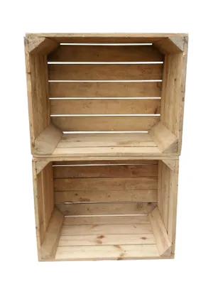 Produktbild von Holzkiste 50x40x30 cm 2er Set - Obstkiste Weinkiste als Schuhregal Bücherregal - Natur Vintage