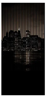 Produktbild von Akustikpaneele mit Digitaldruck New York02 19 x 1133 x 2400 mm New York Skyline Nacht MDF PET-Fasern Wandpaneele Schwarz 2 Einzelplatten