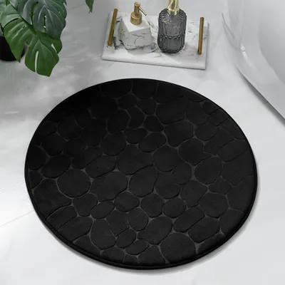 Image de Tapis de bain 60x60 cm, en mousse à mémoire de forme, antidérapant, absorbant, de couleur noire, pour salle de bain