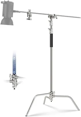 Produktbild von Famanu C-Ständer für Fotografie - 100% Edelstahl, verstellbar bis 320 cm, inklusive Verlängerungsarm