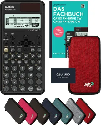 Produktbild von Casio fx-991DE CW inkl. Schutztasche Rot & Fachbuch (160 Seiten, DIN A5) – Wissenschaftlicher Rechner – Smart Set