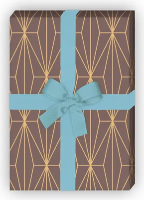 Produktbild von Elegantes Art Deko Geschenkpapier mit grafischem Muster, braun - G11831, 32 x 48cm