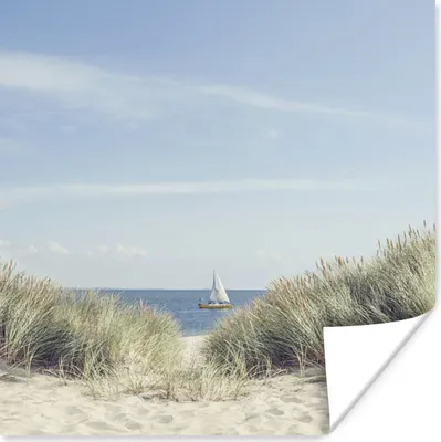 Produktbild von MuchoWow® Poster Nordsee - Dünen - Boot 50x50 cm - Wohnzimmerdekoration