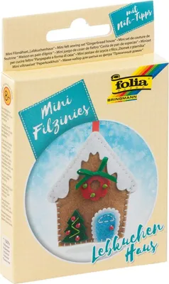 Produktbild von folia Mini Filz-Nähset "Filzinies" 19-teilig Lebkuchenhaus