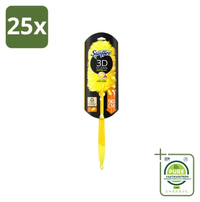 Imagen del producto de 25 unidades de plumero telescópico Swiffer Duster XXL con mango de 90 cm y 1 paño atrapadoras, pack grande