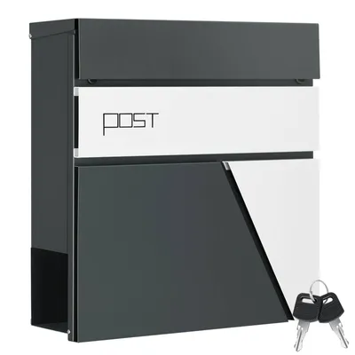 Produktbild von WOLTU Briefkasten mit Zeitungsfach, Postkasten, Wandbriefkasten, Anthrazit Weiß