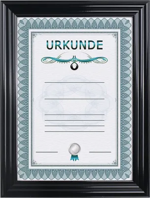 A framed certificate with decorative borders and text.