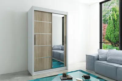 Produktbild von MINIO Kleiderschränk 150 cm VERONA 2 Weiß / Sonoma