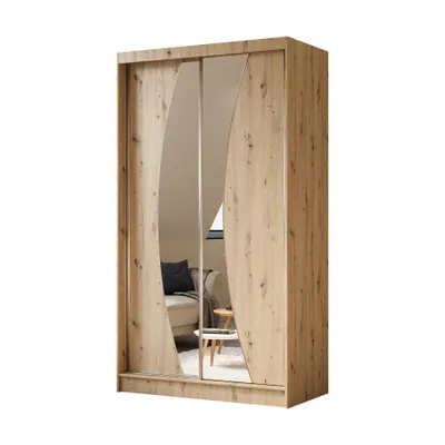 Image de BEAUTYSOFA armoire avec portes coulissantes VOX 120 cm - armoire avec tiroirs et miroir (Artisan)