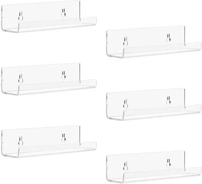 Productafbeelding van Ibenzoa® Transparante acryl wandplanken – set van 6 (4 x 30 x 4 cm) voor vinyl, boeken, tijdschriften en decoratie