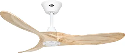 Image de Ventilateur de plafond à basse consommation avec télécommande Eco Genuino 122 cm Blanc mat & Bois naturel