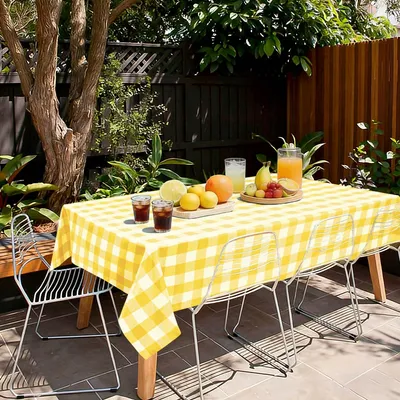 Produktbild von Wetterfestes Tischdecken 140 x 200 cm Gelb und Weiß