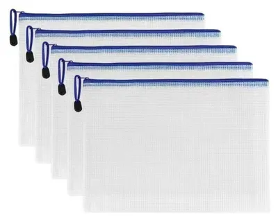 Produktbild von 5 Stücke Dokumententasche A4, Wasserdichte Dokumententasche für Akten, Papiere, Quittungen, Kosmetika, Kosmetika, Bürobedarf, Hausaufgaben - Weiß