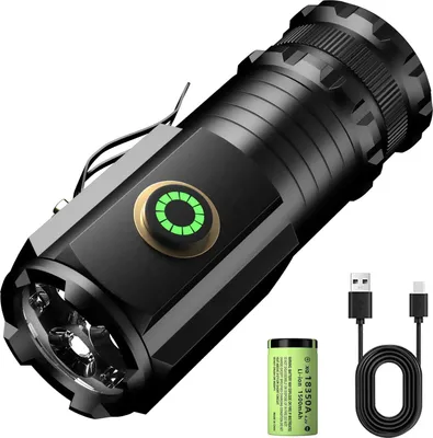 Obrázek produktu pro MODFU LED kapesní svítilna, mini, extrémně jasná, 5000 lumenů, dobíjecí, 5 světelných režimů, malá svítilna s magnetem a dlouhou výdrží, 3 silné LED perly, vodotěsná IPX6, pro kempování, turistiku, venkovní použití, nouzové situace