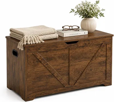 Produktbild von Aufbewahrungsbank mit Deckel - 46 x 100 x 40 cm - Vintagebraun