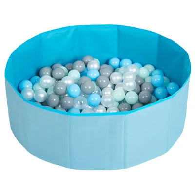 Immagine prodotto di Selonis bagno di palline pieghevole con 300 palline per animali da gioco per bambini, blu: perla/grigio/trasparente/baby blue/minze