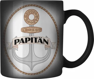 Produktbild von Trendation - Farbwechsel Zauber-Tasse für Segler Geschenke Männer Farbwechsel Zauber-Tasse Geschenkideen Zubehör Gadgeds Segeln Lustig Anker Grafik Kapitän Papa (Schwarz)
