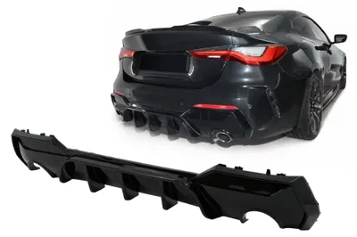 Produktbild von Stoßfänger Diffusor Luftverteiler für BMW 4er G22 G23 M Sport 2020+ Glänzend Schwarz.